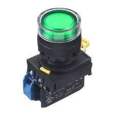 Nút nhấn Idec nhả phẳng có đèn, Ø22, 220V AC/DC, , 1NC-1NO, nhấn giữ, màu xanh lá, YW1L-AF2E11QM3G
